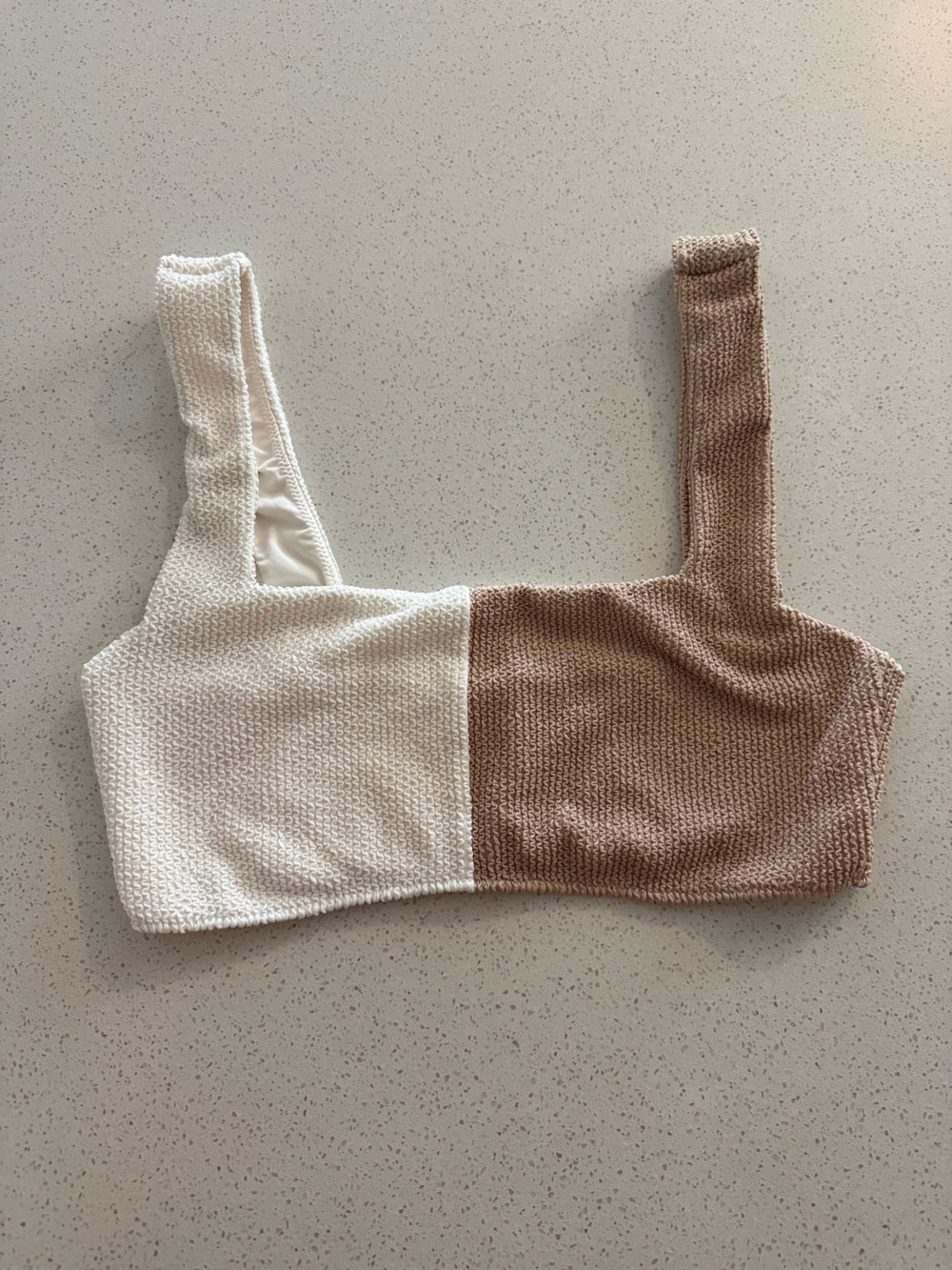 Show Me Your MuMu Hot Tub Top Beige and White